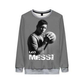Женский свитшот 3D с принтом Leo Messi в Курске, 100% полиэстер с мягким внутренним слоем | круглый вырез горловины, мягкая резинка на манжетах и поясе, свободная посадка по фигуре | barcelona | spanish | аргентина | барселона | испания | лео | месси | мяч | футбол | футболист