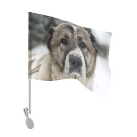 Флаг для автомобиля с принтом САО (алабай) в Курске, 100% полиэстер | Размер: 30*21 см | большая огромная | грозная | добрая | друг человека | животное | красивая | милая | пес | породистая собака | породы | прикольная | сао алабай | щенок
