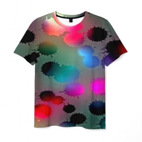 Мужская футболка 3D с принтом Пятна красок в Курске, 100% полиэфир | прямой крой, круглый вырез горловины, длина до линии бедер | 