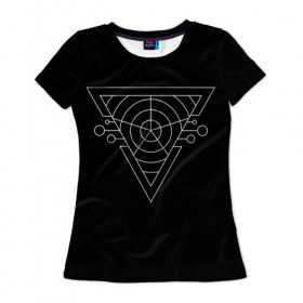 Женская футболка 3D с принтом Темный треугольник в Курске, 100% полиэфир ( синтетическое хлопкоподобное полотно) | прямой крой, круглый вырез горловины, длина до линии бедер | Тематика изображения на принте: 