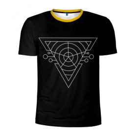 Мужская футболка 3D спортивная с принтом Темный треугольник в Курске, 100% полиэстер с улучшенными характеристиками | приталенный силуэт, круглая горловина, широкие плечи, сужается к линии бедра | Тематика изображения на принте: 