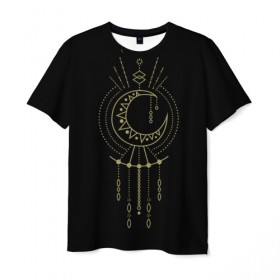 Мужская футболка 3D с принтом Майя Солнце в Курске, 100% полиэфир | прямой крой, круглый вырез горловины, длина до линии бедер | Тематика изображения на принте: золото | майя | солнце | узор | узоры