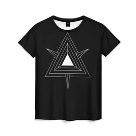 Женская футболка 3D с принтом Темные треугольники в Курске, 100% полиэфир ( синтетическое хлопкоподобное полотно) | прямой крой, круглый вырез горловины, длина до линии бедер | Тематика изображения на принте: геометрия | треугольник | треугольники