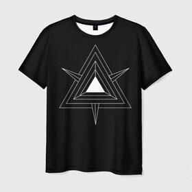 Мужская футболка 3D с принтом Темные треугольники в Курске, 100% полиэфир | прямой крой, круглый вырез горловины, длина до линии бедер | Тематика изображения на принте: геометрия | треугольник | треугольники