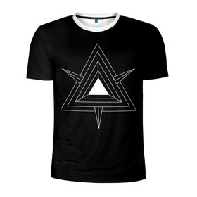 Мужская футболка 3D спортивная с принтом Темные треугольники в Курске, 100% полиэстер с улучшенными характеристиками | приталенный силуэт, круглая горловина, широкие плечи, сужается к линии бедра | Тематика изображения на принте: геометрия | треугольник | треугольники