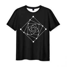 Мужская футболка 3D с принтом Темная рекурсия в Курске, 100% полиэфир | прямой крой, круглый вырез горловины, длина до линии бедер | абстракция | геометрия | квадраты | круги | рекурсия