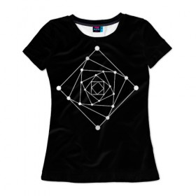 Женская футболка 3D с принтом Темная рекурсия в Курске, 100% полиэфир ( синтетическое хлопкоподобное полотно) | прямой крой, круглый вырез горловины, длина до линии бедер | абстракция | геометрия | квадраты | круги | рекурсия