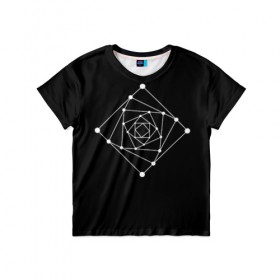 Детская футболка 3D с принтом Темная рекурсия в Курске, 100% гипоаллергенный полиэфир | прямой крой, круглый вырез горловины, длина до линии бедер, чуть спущенное плечо, ткань немного тянется | Тематика изображения на принте: абстракция | геометрия | квадраты | круги | рекурсия