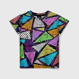 Детская футболка 3D с принтом Fashion triangle в Курске, 100% гипоаллергенный полиэфир | прямой крой, круглый вырез горловины, длина до линии бедер, чуть спущенное плечо, ткань немного тянется | 