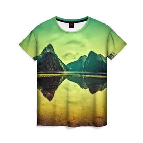 Женская футболка 3D с принтом Новая Зеландия в Курске, 100% полиэфир ( синтетическое хлопкоподобное полотно) | прямой крой, круглый вырез горловины, длина до линии бедер | humboldt | горы | деревья | долина | зелень | лес | небо | новая зеландия | облака | панорама | река | солнечно
