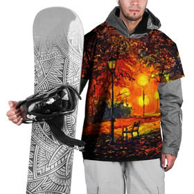 Накидка на куртку 3D с принтом Осенний парк в Курске, 100% полиэстер |  | Тематика изображения на принте: 