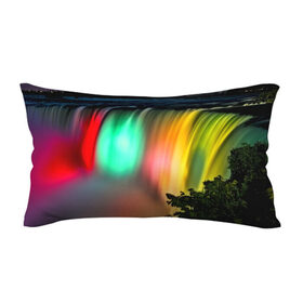 Подушка 3D антистресс с принтом Цветной водопад в Курске, наволочка — 100% полиэстер, наполнитель — вспененный полистирол | состоит из подушки и наволочки на молнии | Тематика изображения на принте: niagara | ниагара | подсветка | яркий