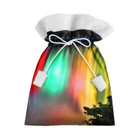Подарочный 3D мешок с принтом Цветной водопад в Курске, 100% полиэстер | Размер: 29*39 см | Тематика изображения на принте: niagara | ниагара | подсветка | яркий