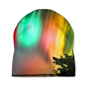 Шапка 3D с принтом Цветной водопад в Курске, 100% полиэстер | универсальный размер, печать по всей поверхности изделия | niagara | ниагара | подсветка | яркий