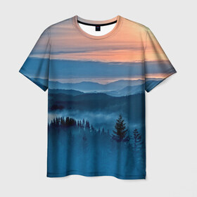 Мужская футболка 3D с принтом Лес в Курске, 100% полиэфир | прямой крой, круглый вырез горловины, длина до линии бедер | горы | пейзаж
