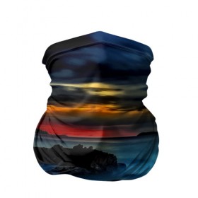 Бандана-труба 3D с принтом Скалистый берег в Курске, 100% полиэстер, ткань с особыми свойствами — Activecool | плотность 150‒180 г/м2; хорошо тянется, но сохраняет форму | закат | море | небо | пейзаж | пестрый