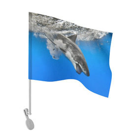 Флаг для автомобиля с принтом Акула в Курске, 100% полиэстер | Размер: 30*21 см | shark | море | синий | челюсти