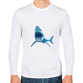 Мужской лонгслив хлопок с принтом Акула в Курске, 100% хлопок |  | shark | челюсти