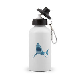 Бутылка спортивная с принтом Акула в Курске, металл | емкость — 500 мл, в комплекте две пластиковые крышки и карабин для крепления | shark | челюсти