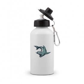 Бутылка спортивная с принтом Акула в Курске, металл | емкость — 500 мл, в комплекте две пластиковые крышки и карабин для крепления | shark | челюсти