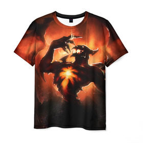 Мужская футболка 3D с принтом Shadow Fiend в Курске, 100% полиэфир | прямой крой, круглый вырез горловины, длина до линии бедер | дота | дота2