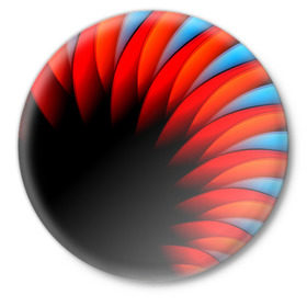 Значок с принтом Абстрактные лепестки в Курске,  металл | круглая форма, металлическая застежка в виде булавки | Тематика изображения на принте: красный | черный | яркий