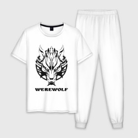 Мужская пижама хлопок с принтом Werewolf (оборотень) в Курске, 100% хлопок | брюки и футболка прямого кроя, без карманов, на брюках мягкая резинка на поясе и по низу штанин
 | 
