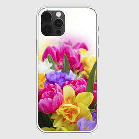 Чехол для iPhone 12 Pro Max с принтом Нежность в Курске, Силикон |  | желтый | красный | любовь | новинки | подарок | розы | сердце | текстура | тюльпаны | цветы