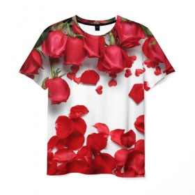 Мужская футболка 3D с принтом Сильные чуства в Курске, 100% полиэфир | прямой крой, круглый вырез горловины, длина до линии бедер | Тематика изображения на принте: желтый | красный | любовь | новинки | подарок | розы | сердце | текстура | тюльпаны | цветы