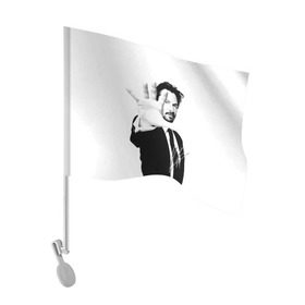 Флаг для автомобиля с принтом Киану Ривз в Курске, 100% полиэстер | Размер: 30*21 см | john | keanu | matrix | reeves | wick | матрица