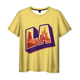 Мужская футболка 3D с принтом Лос-Анджелес в Курске, 100% полиэфир | прямой крой, круглый вырез горловины, длина до линии бедер | california | los angeles | usa | америка | калифорния | лос анджелес | сша