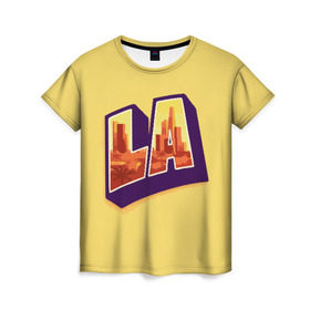 Женская футболка 3D с принтом Лос-Анджелес в Курске, 100% полиэфир ( синтетическое хлопкоподобное полотно) | прямой крой, круглый вырез горловины, длина до линии бедер | california | los angeles | usa | америка | калифорния | лос анджелес | сша