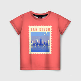 Детская футболка 3D с принтом Сан Диего в Курске, 100% гипоаллергенный полиэфир | прямой крой, круглый вырез горловины, длина до линии бедер, чуть спущенное плечо, ткань немного тянется | Тематика изображения на принте: california | san diego | америка | калифорния | сан диего | сша