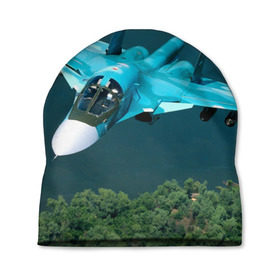 Шапка 3D с принтом Су 34 в Курске, 100% полиэстер | универсальный размер, печать по всей поверхности изделия | самолет