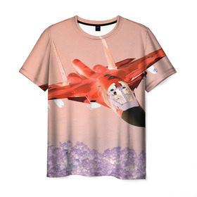 Мужская футболка 3D с принтом Су 34 абстракция в Курске, 100% полиэфир | прямой крой, круглый вырез горловины, длина до линии бедер | самолет
