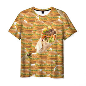 Мужская футболка 3D с принтом Best food ever в Курске, 100% полиэфир | прямой крой, круглый вырез горловины, длина до линии бедер | burger | fast food | бургер | донер | фастфуд | шава | шаурма