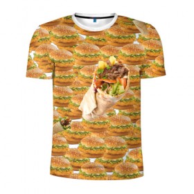 Мужская футболка 3D спортивная с принтом Best food ever в Курске, 100% полиэстер с улучшенными характеристиками | приталенный силуэт, круглая горловина, широкие плечи, сужается к линии бедра | burger | fast food | бургер | донер | фастфуд | шава | шаурма