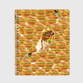 Тетрадь с принтом Best food ever в Курске, 100% бумага | 48 листов, плотность листов — 60 г/м2, плотность картонной обложки — 250 г/м2. Листы скреплены сбоку удобной пружинной спиралью. Уголки страниц и обложки скругленные. Цвет линий — светло-серый
 | burger | fast food | бургер | донер | фастфуд | шава | шаурма