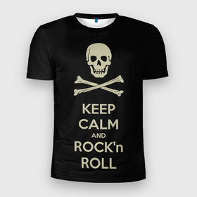 Мужская футболка 3D спортивная с принтом Keep Calm and ROCK в Курске, 100% полиэстер с улучшенными характеристиками | приталенный силуэт, круглая горловина, широкие плечи, сужается к линии бедра | music | rock | rock and roll | музыка | рок