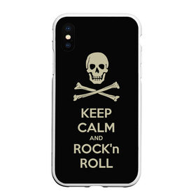 Чехол для iPhone XS Max матовый с принтом Keep Calm and ROCK в Курске, Силикон | Область печати: задняя сторона чехла, без боковых панелей | music | rock | rock and roll | музыка | рок