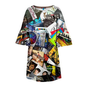 Детское платье 3D с принтом Albums в Курске, 100% полиэстер | прямой силуэт, чуть расширенный к низу. Круглая горловина, на рукавах — воланы | music | rock | rock and roll | музыка | рок