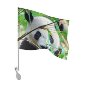 Флаг для автомобиля с принтом Панда в лесу в Курске, 100% полиэстер | Размер: 30*21 см | бамбук | животное | медведь