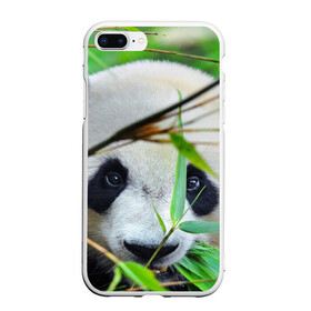 Чехол для iPhone 7Plus/8 Plus матовый с принтом Панда в лесу в Курске, Силикон | Область печати: задняя сторона чехла, без боковых панелей | бамбук | животное | медведь
