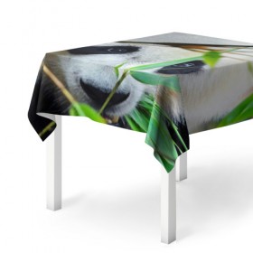 Скатерть 3D с принтом Панда в лесу в Курске, 100% полиэстер (ткань не мнется и не растягивается) | Размер: 150*150 см | бамбук | животное | медведь