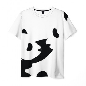 Мужская футболка 3D с принтом Силуэт панд в Курске, 100% полиэфир | прямой крой, круглый вырез горловины, длина до линии бедер | Тематика изображения на принте: бамбук | животное | медведь