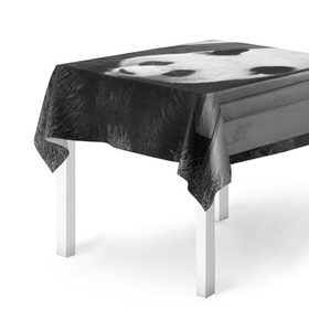 Скатерть 3D с принтом Панды чб фото в Курске, 100% полиэстер (ткань не мнется и не растягивается) | Размер: 150*150 см | бамбук | животное | медведь