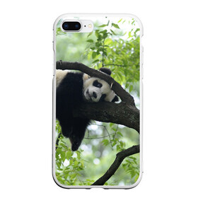 Чехол для iPhone 7Plus/8 Plus матовый с принтом Панда спит на ветке в Курске, Силикон | Область печати: задняя сторона чехла, без боковых панелей | бамбук | животное | медведь