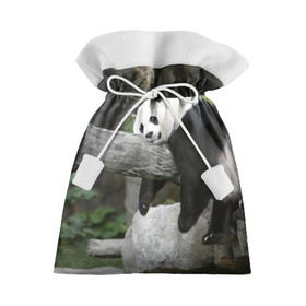 Подарочный 3D мешок с принтом Большая уставшая панда в Курске, 100% полиэстер | Размер: 29*39 см | бамбук | животное | медведь