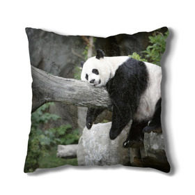 Подушка 3D с принтом Большая уставшая панда в Курске, наволочка – 100% полиэстер, наполнитель – холлофайбер (легкий наполнитель, не вызывает аллергию). | состоит из подушки и наволочки. Наволочка на молнии, легко снимается для стирки | бамбук | животное | медведь