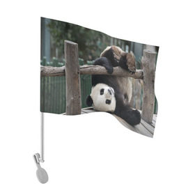 Флаг для автомобиля с принтом Паркур панда в Курске, 100% полиэстер | Размер: 30*21 см | бамбук | животное | медведь